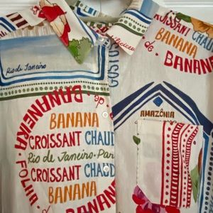 New NWT Farm Rio for Sezane oversized linen shirt, 42 or XL 12/14